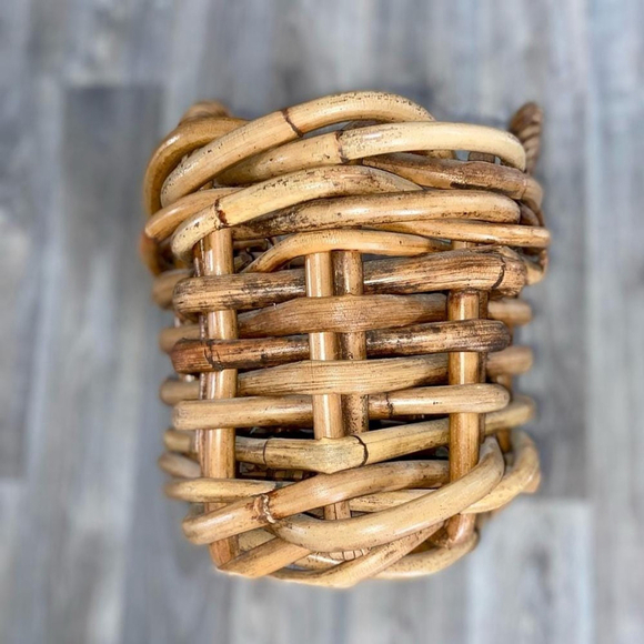 Large vintage Woven‎ Rattan Basket Bamboo Bin Boho Blanket Storage - Picture 4 of 11